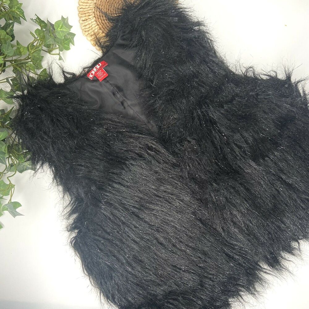 Bongo Girls Faux Fur Black Vest size xl